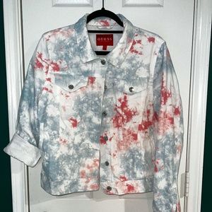 GUESS Cropped Jean Jacket - Pastel Blue & Pink
